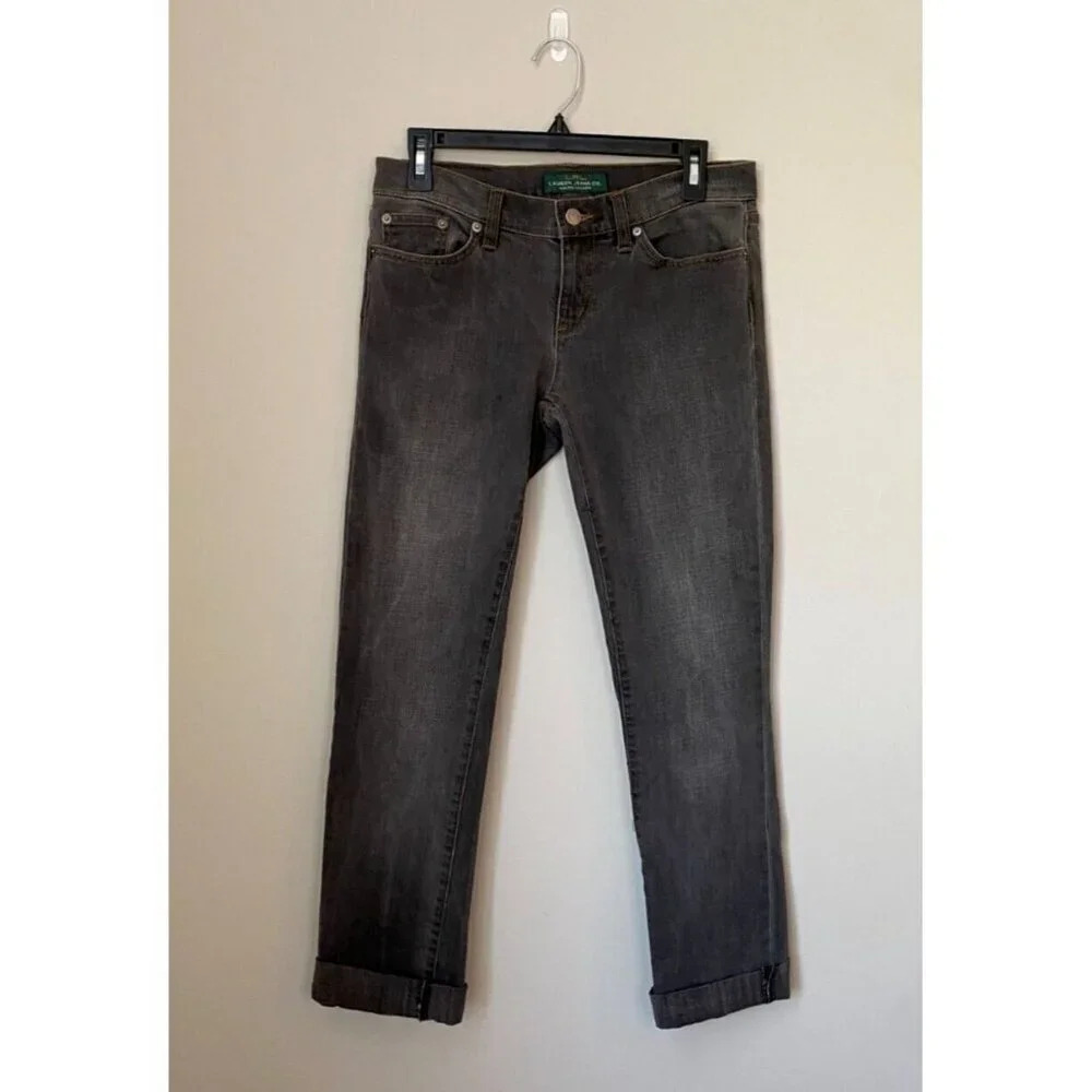 Lauren Ralph Lauren Womens Sz 4 Modern Straight Low Rise Cuffed Denim Gray Jeans